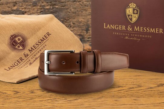 Langer & Messmer Mens Belt Heidelberg Brown 38