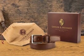 Langer & Messmer Mens Belt Heidelberg Brown 38