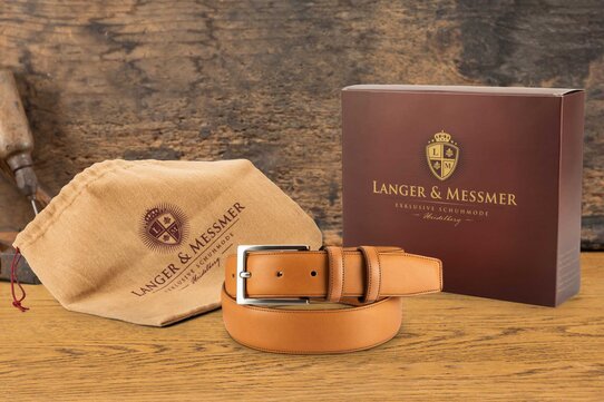 Langer & Messmer Mens Belt Heidelberg Light Brown 36