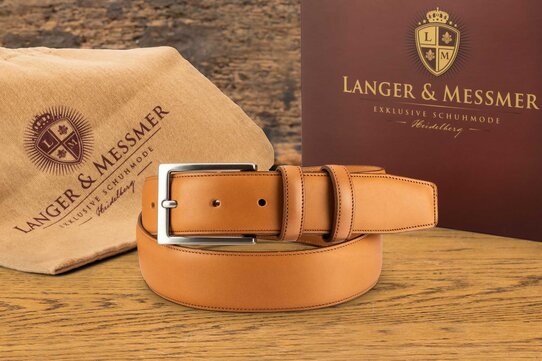 Langer & Messmer Mens Belt Heidelberg Light Brown 36