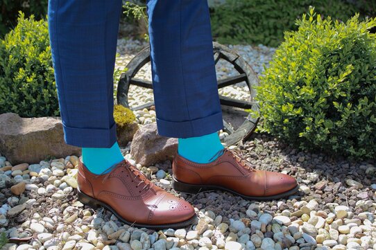 Langer & Messmer Mens Cotton Knee-Length Socks Turquoise UK Size 8-9